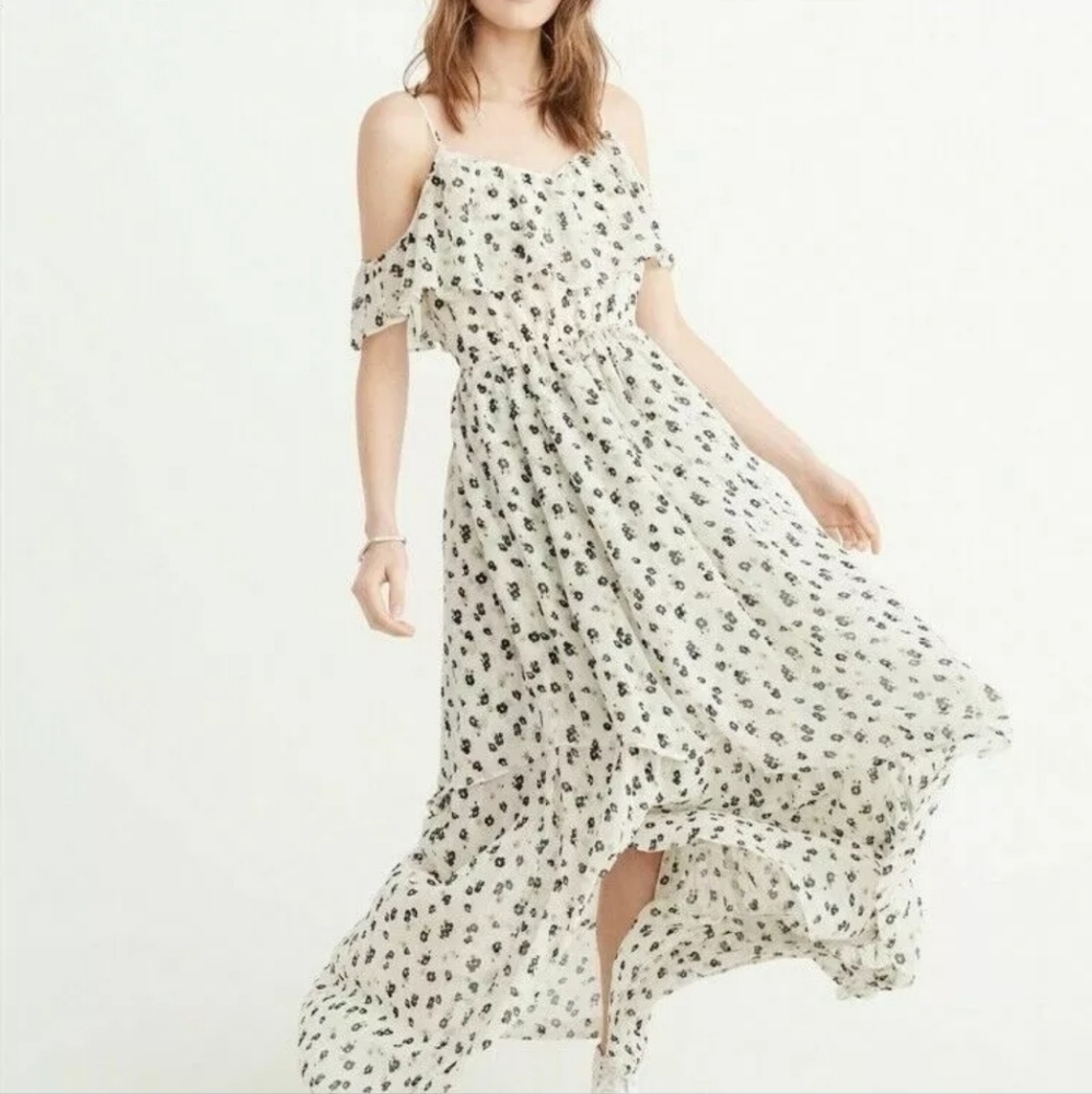 Abercrombie & Fitch Summer Romantic Floral Off Shoulder Ruffle Maxi Dress Size S